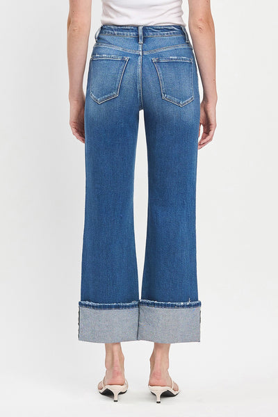 90's Vintage Super High Rise Cuffed Flare Jeans