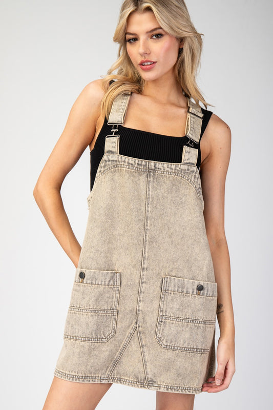 Snow Washed Mini Overall Dress