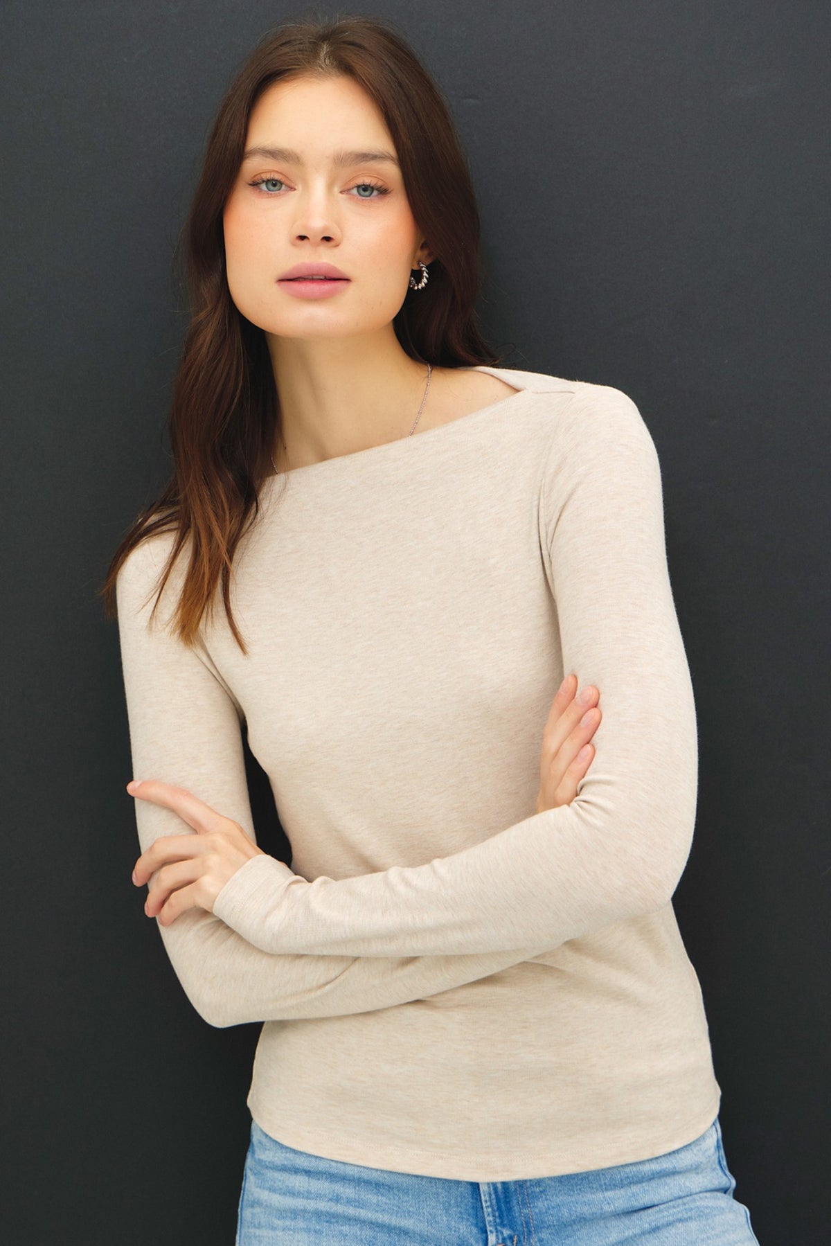 woman wearing long sleeve top 