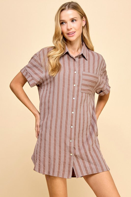 Natural Stripes Shirt Dress