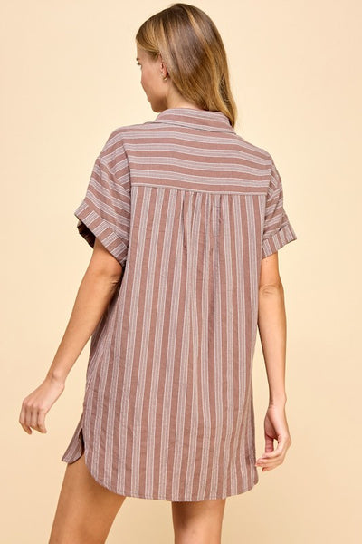 Natural Stripes Shirt Dress
