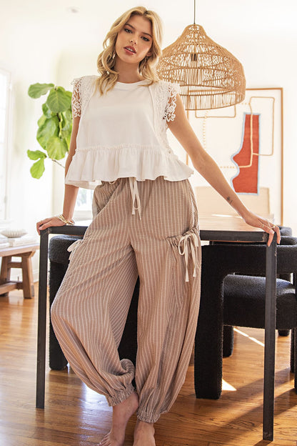 Striped Drawstring Jogger Pants