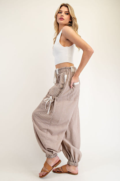 Striped Drawstring Jogger Pants
