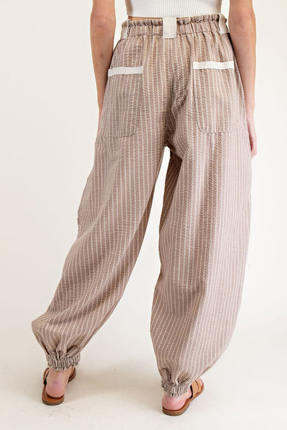 Striped Drawstring Jogger Pants