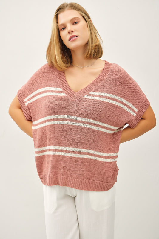 Weekend Stripe Sweater-Plus Size
