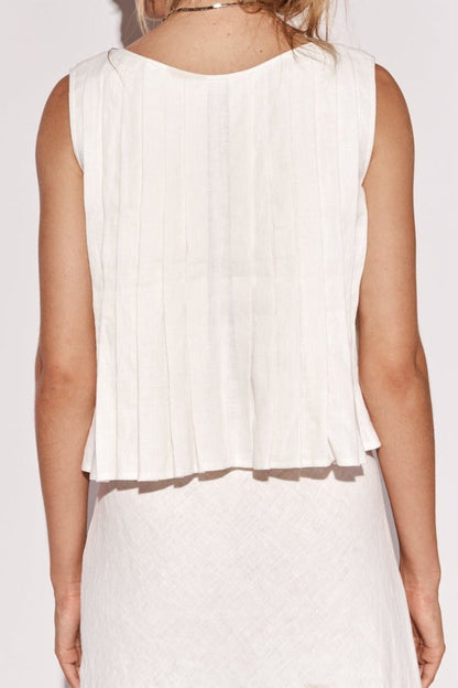 Linen Tie Ruffle Blouse