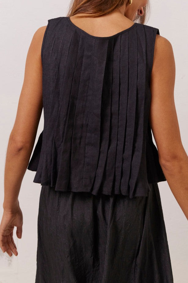 Linen Tie Ruffle Blouse