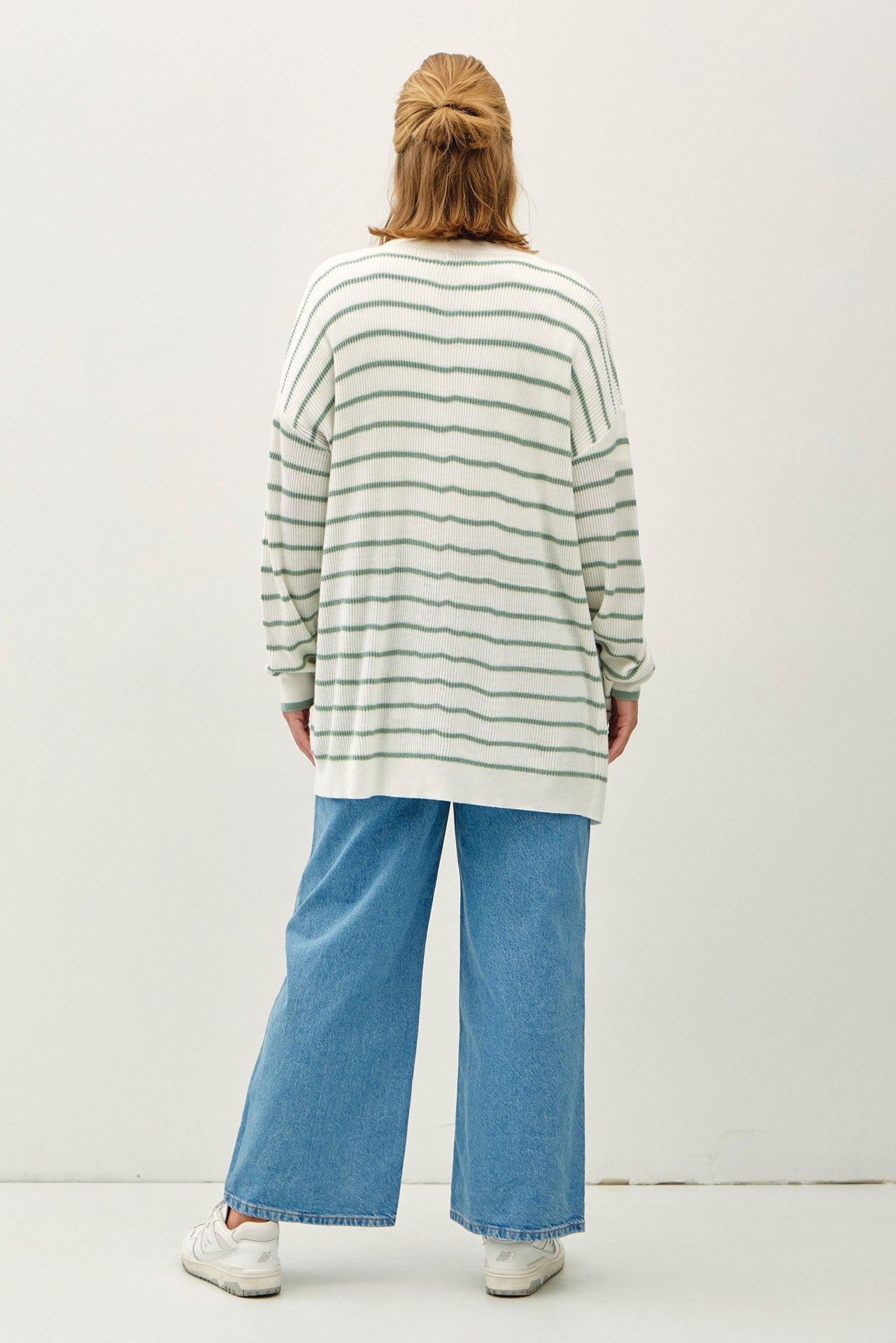 Classic Striped Cardigan-Plus Size