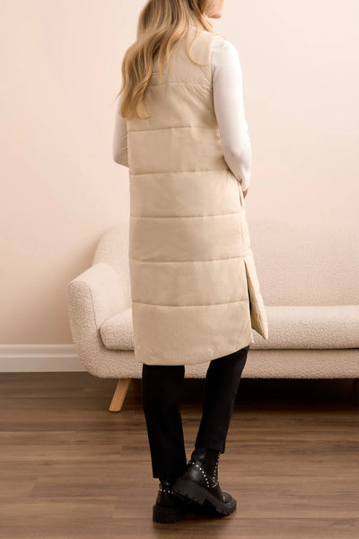Long Zip-Front Quilted Vest