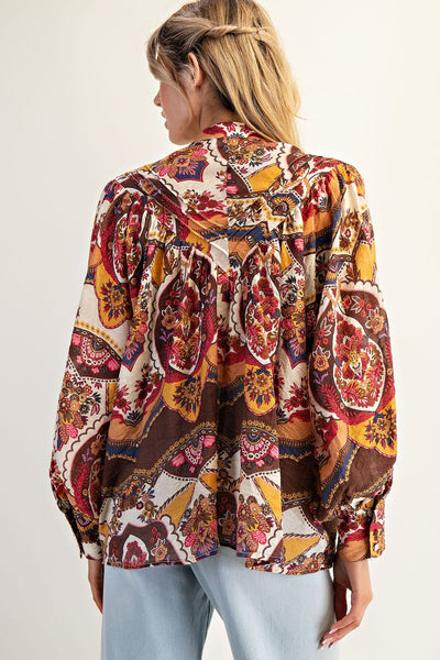 Printed Long Sleeve Blouse
