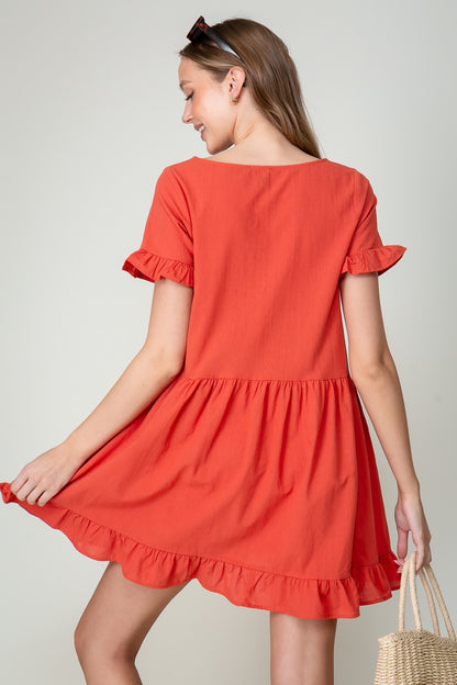 Boho Ruffle Baby Doll Dress