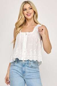 Eyelet Babydoll Tank