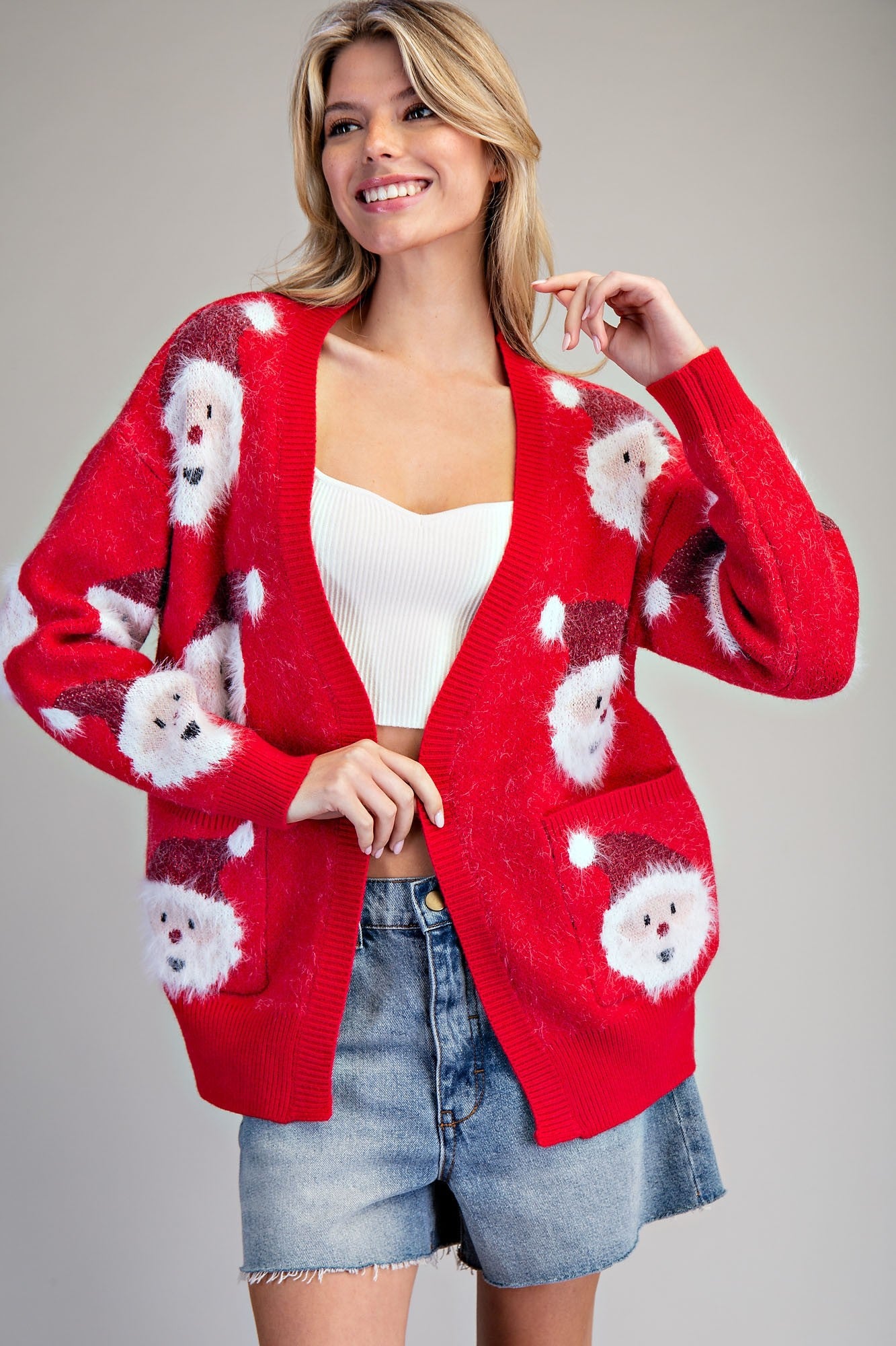 Fuzzy Santa Cardigan