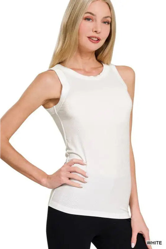 Ribbed Round Neck Tank Top