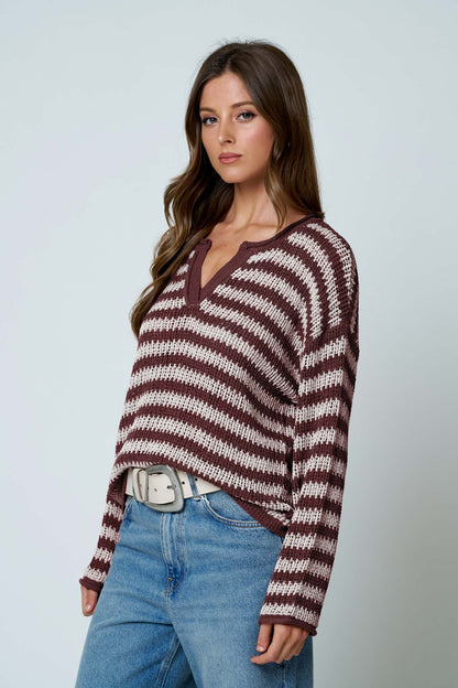 woman wearing stripe sweater