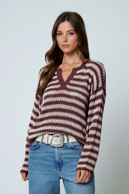 woman wearing stripe sweater