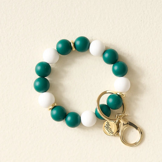 green and white wristlet