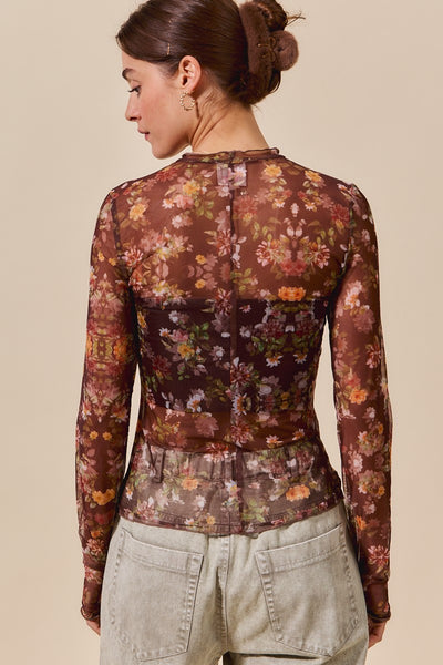 Stretch Floral Mesh Top