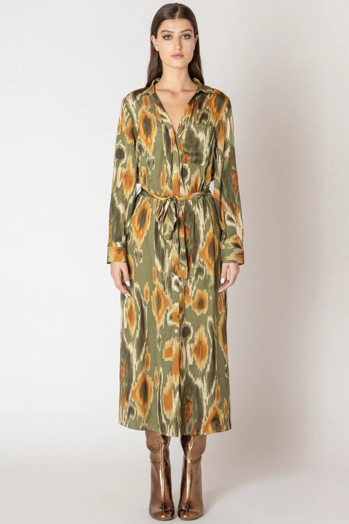 Abstract Print Midi Dress