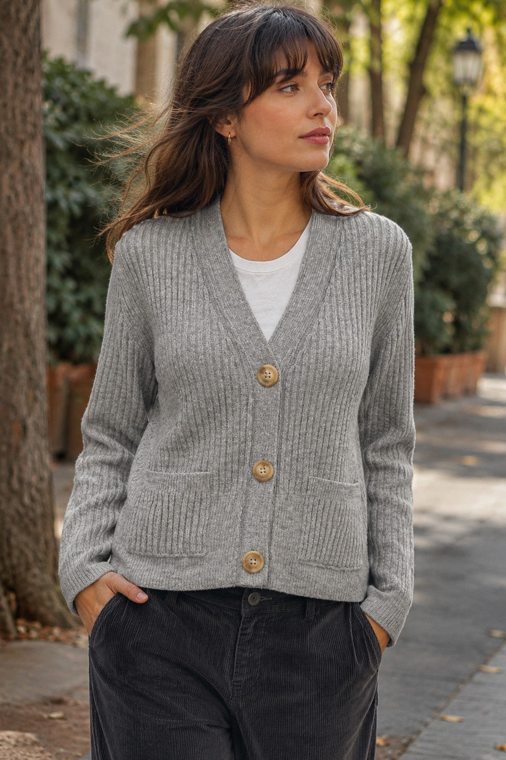 woman in cardi