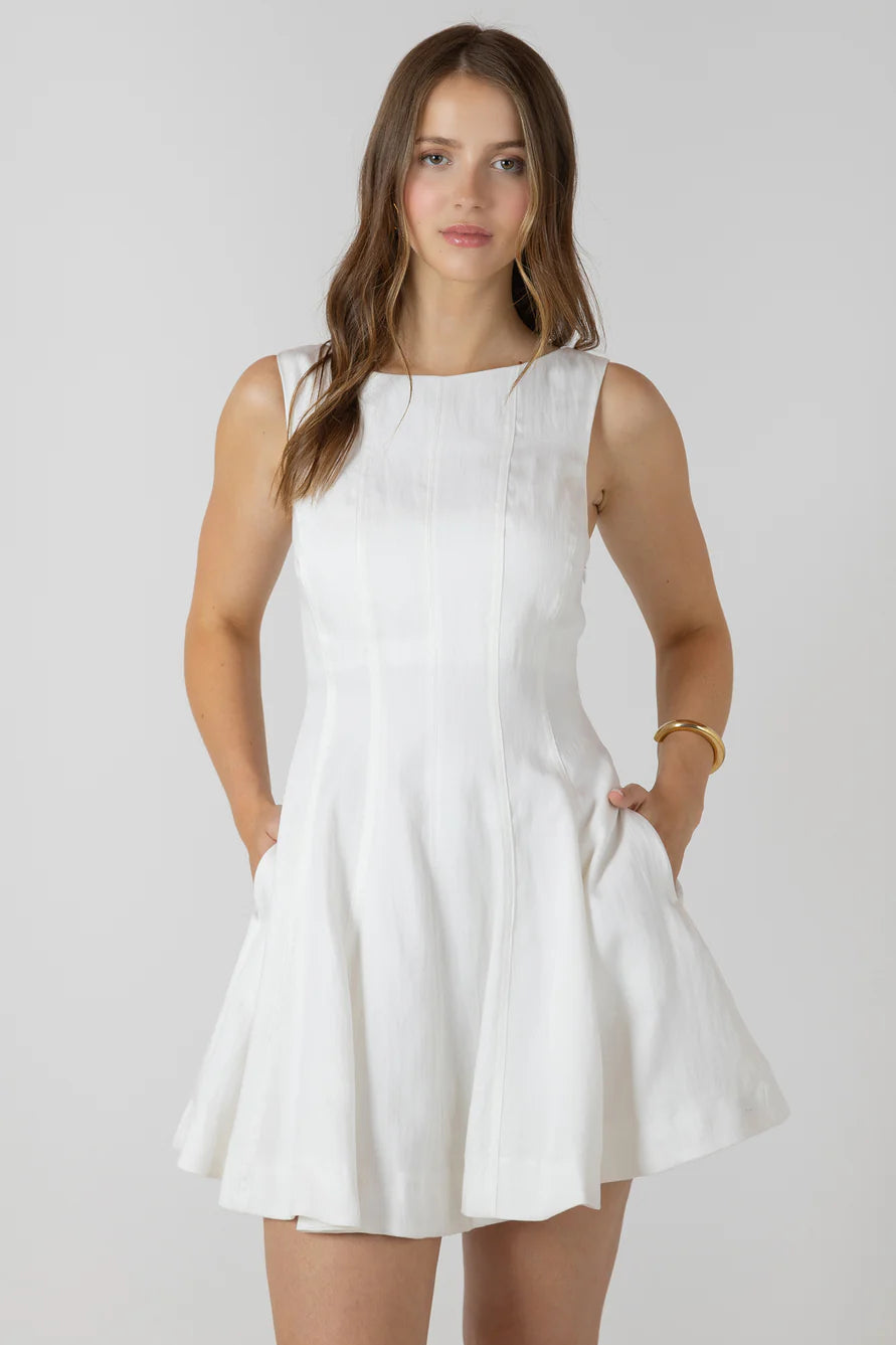 woman wearing white mini dress