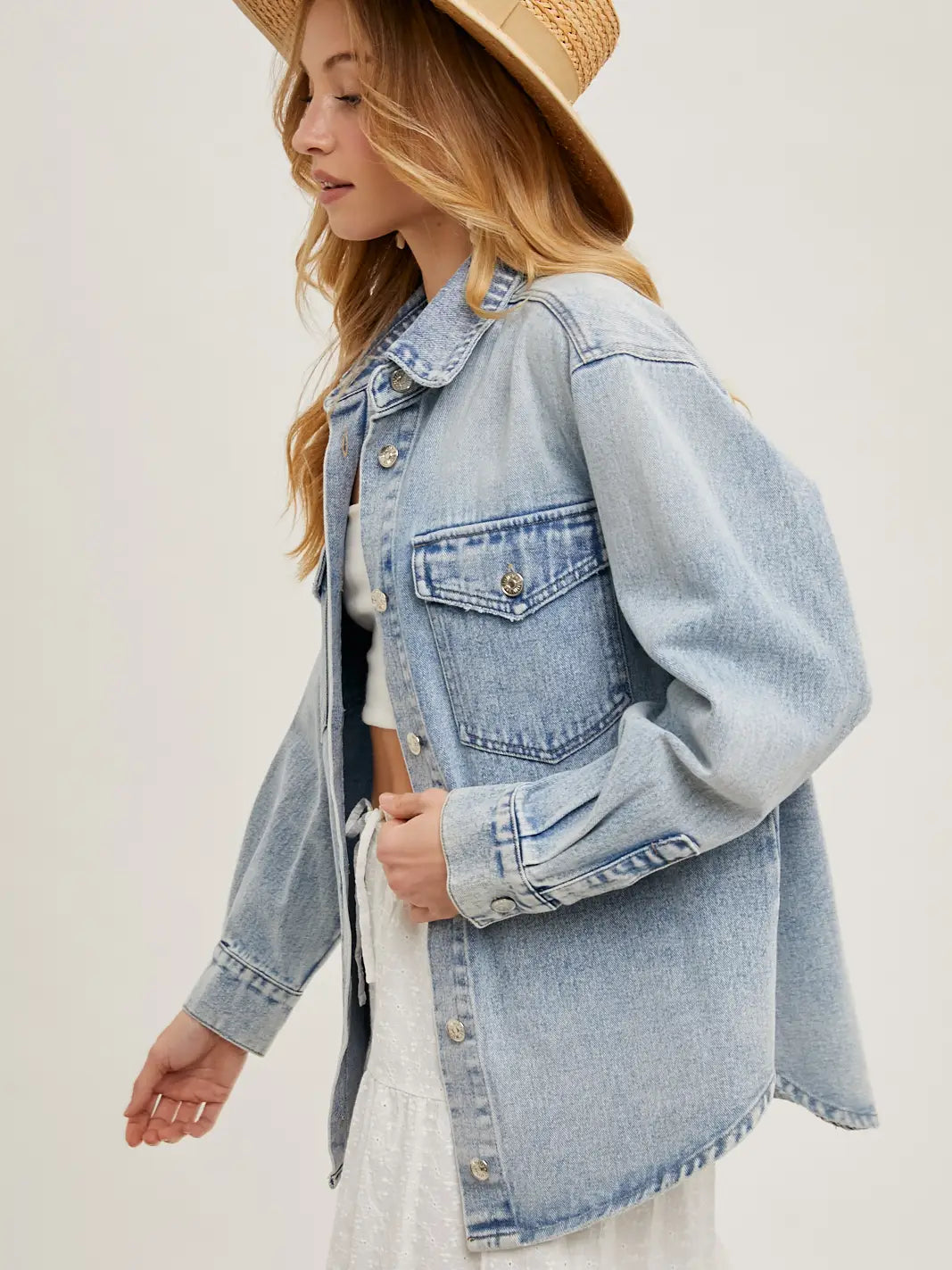 Washed Denim Shirt Jacket