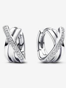 Pandora Crossover Pavé Hoop Earrings