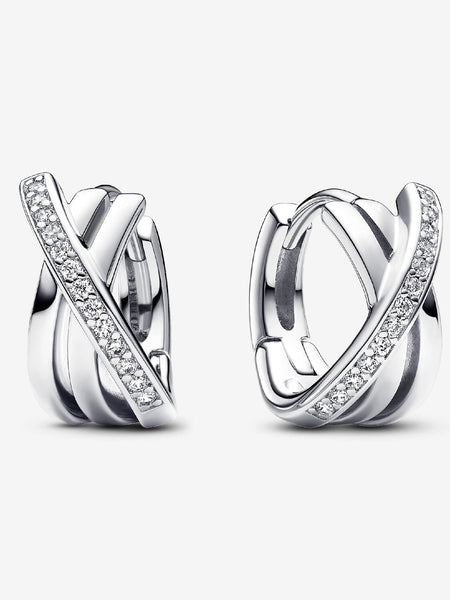 Pandora Crossover Pavé Hoop Earrings