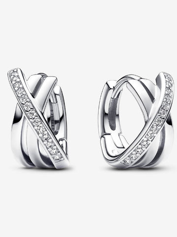 Pandora Crossover Pavé Hoop Earrings