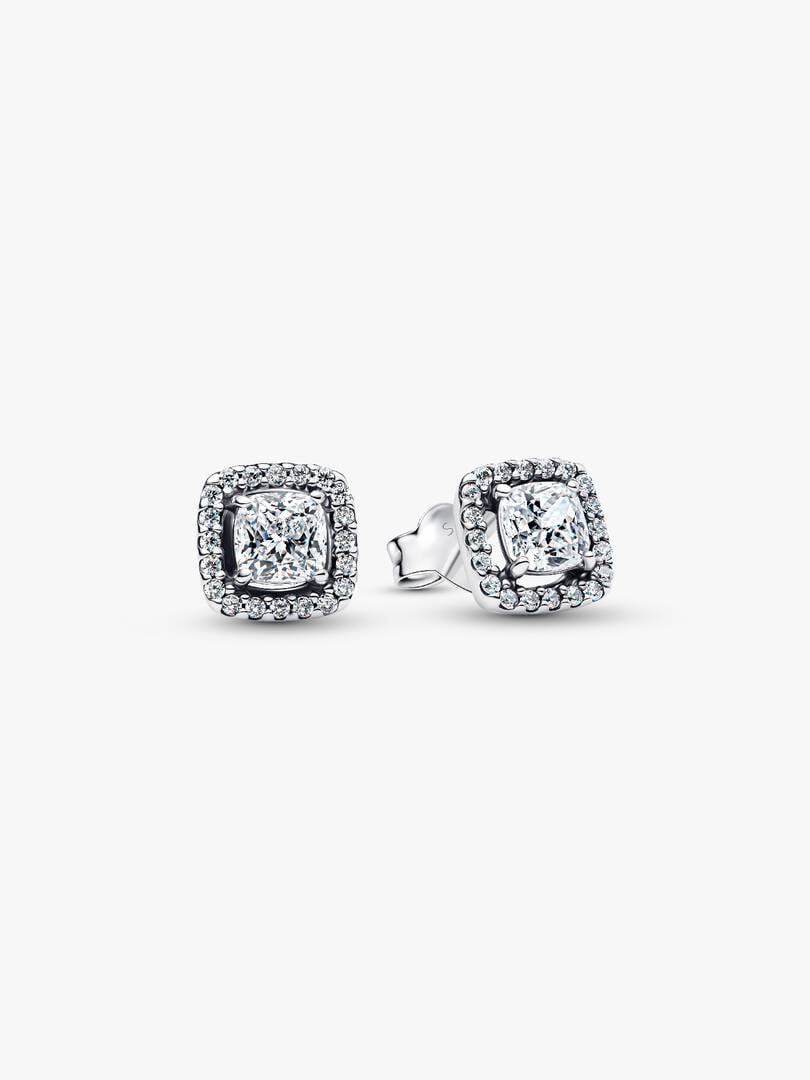 Pandora Square Halo Stud Earrings