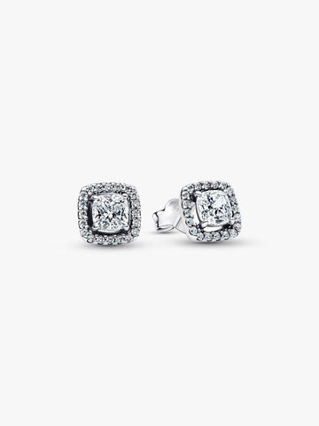 Pandora Square Halo Stud Earrings