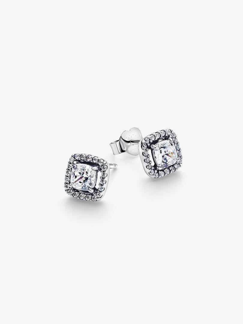 Square Halo Stud Earrings