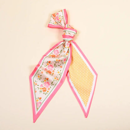 floral pink and yellow scarf