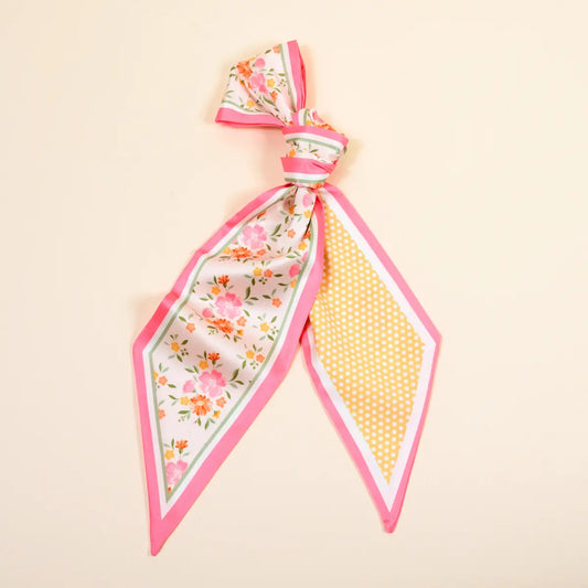 floral pink and yellow scarf