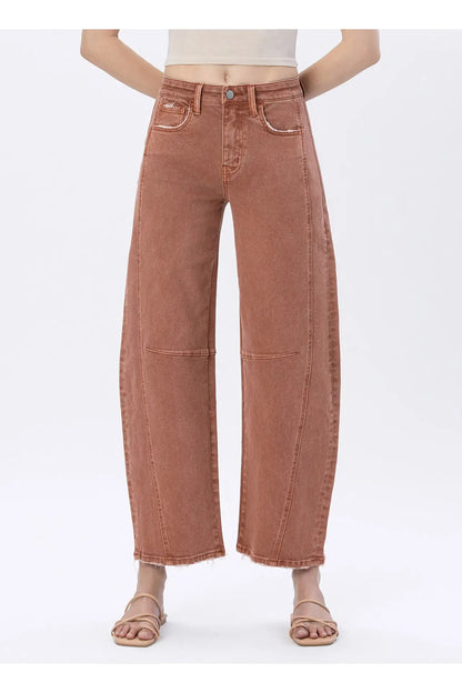 High Rise Twist Barrel Jeans