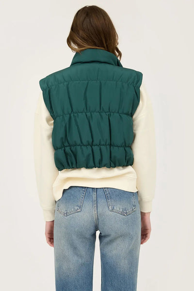 Cropped Zip Up Cargo Puffer Vest