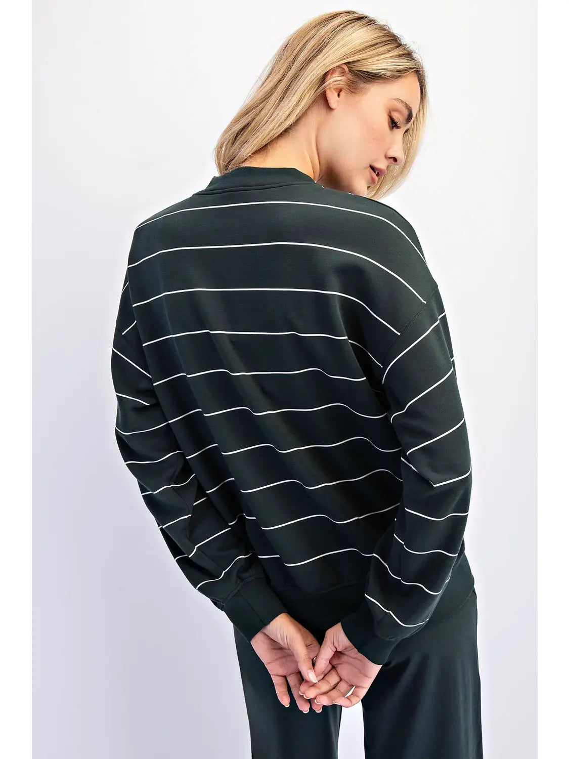 Modal Scuba Stripe Crew Neck Top