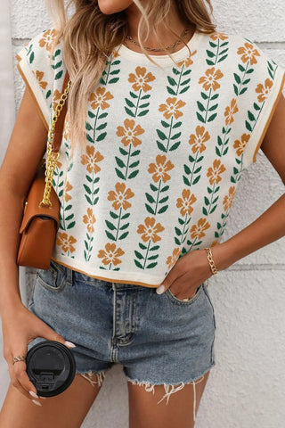 Knit Top with Floral Detail