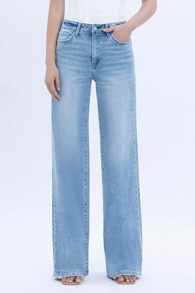 High Rise Full Length Wide Jeans