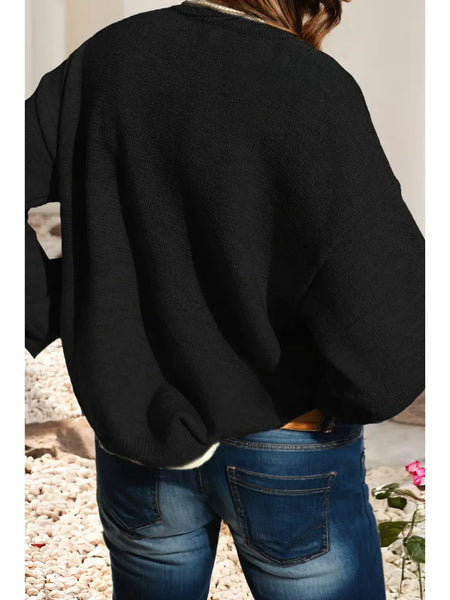 Leopard Bow Split Cuff Sweater