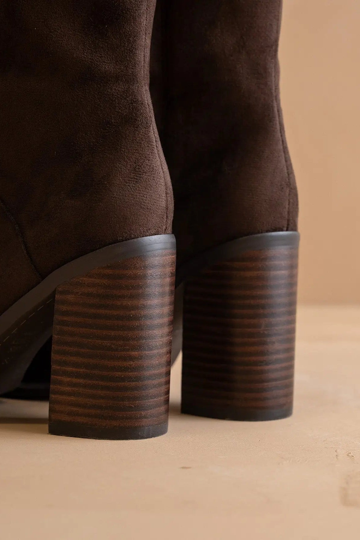 close up of heel of boots