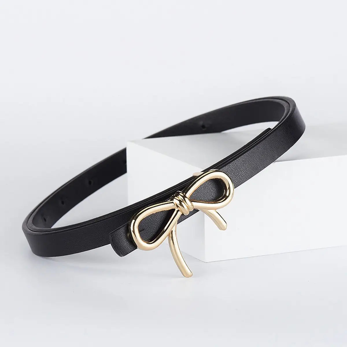 Skinny Leather Bow Belt