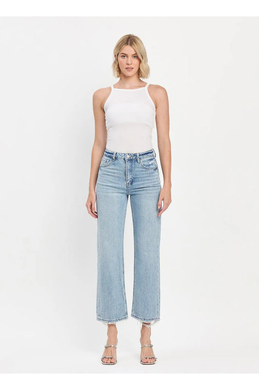 90's Super High Rise Ankle Slim Wide Jeans