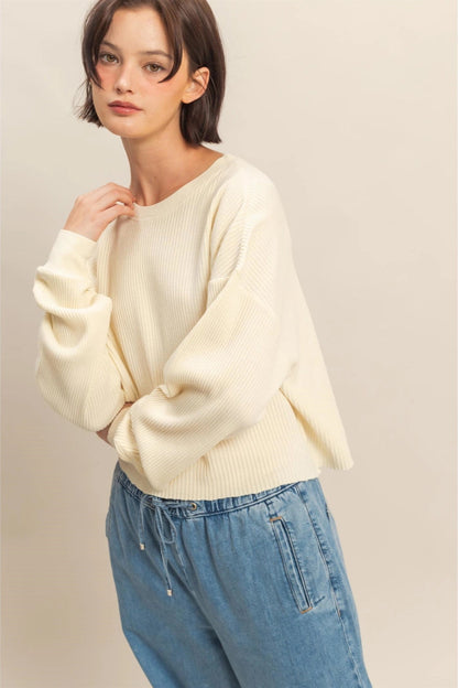 Mineral Washed Waffle Long Sleeve Top