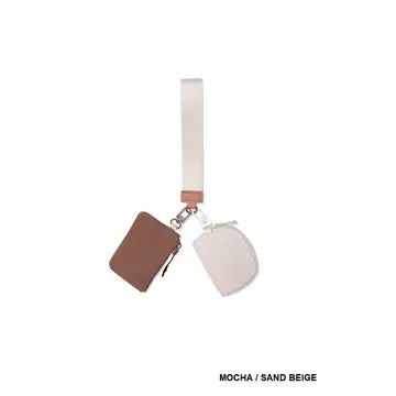 Dual Pouch Wristlet Keychain Wallet