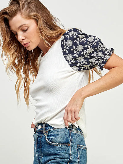 Flora Contrast Puff Sleeve Top