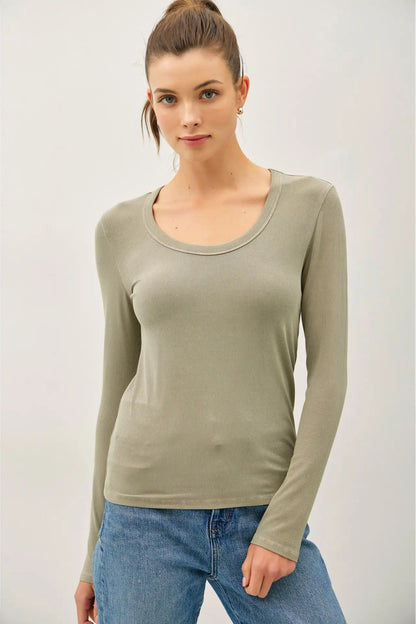 Ultra Soft Scoop Neck Long Sleeve Tee