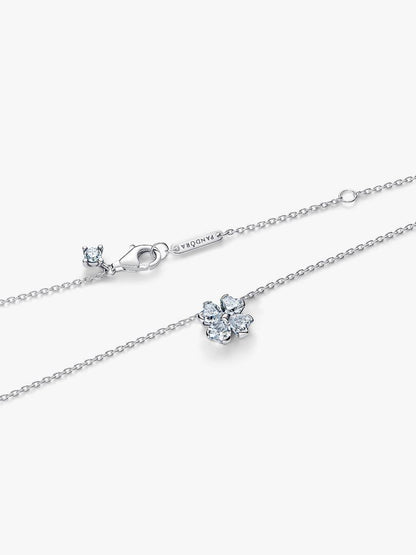 Silver necklace with a heart-shaped clasp on a white background