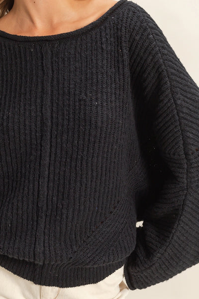 Ribbed Drop Sleeve Sweater
