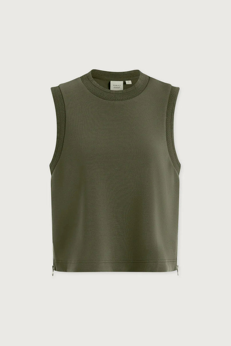 green top on white background